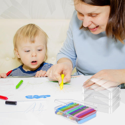 Dcocdeely 18 24 (18) Pcs Plastic Crayon Box Holds Crayon With Hinged Lid, Clear Crayon Organizer Crayon Holder Case