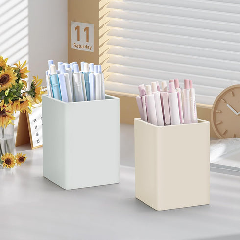 Pen Holder for Desk, Nordic Elegance Square Silicone Pencil Holder, Waterproof Multifunctional Office Supplies (Grey)