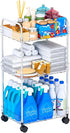 Yieach 3 Tiered Rolling Utility Cart on Wheels with Handle,Modern Design Storage Cart