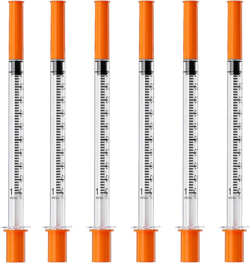 U-100 1mL/cc Lab Syringes with Needle, 29G 1/2" (12.7mm) Disposable Syringes, Individually