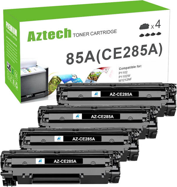 Aztech Compatible 85A Toner Cartridge Replacement for HP 85A, Black, 4-Pack, for HP Pro P1102w, M1212nf