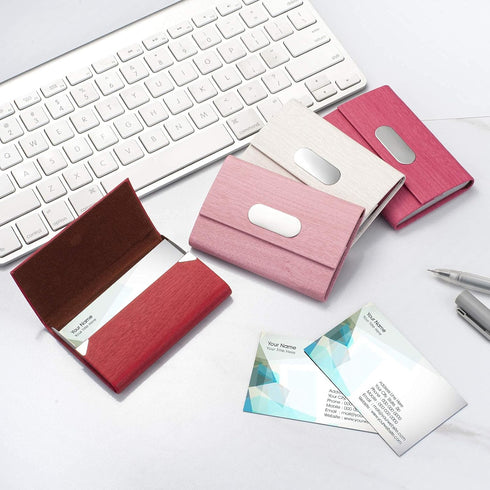 Business Card Holder for Women - PU Leather Slim Case, ID Carrier/Wallet Pocket for Business Name Cards