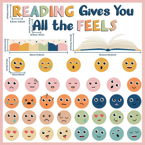 Reading Bulletin Board Classroom Decorations Set Reading Gives You All The Feels Boho Emotion Cutout