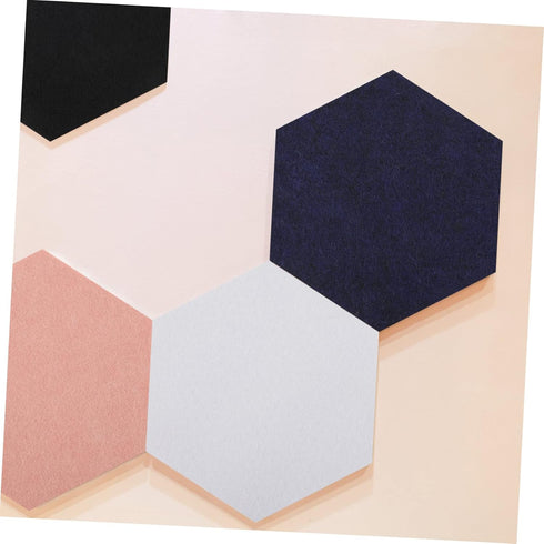 NUOBESTY 8pcs Acoustic Felt Panels, Hexagon Cork Board, Colorful Stitching Felt Bulletin Board Tiles
