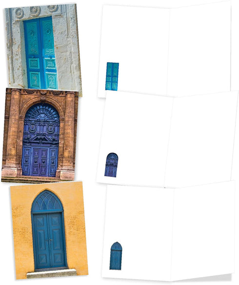 The Best Card Company - 20 Blank Note Cards Bulk Box 4 x 5.12 Inch + Envelopes, Architectural Doorways Collection (10