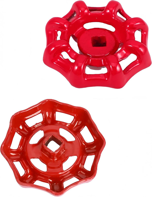 luvilly 2pcs Rustproof Faucet Handle,6x6mm Round Wheel Hose Bib Handle Red Water Spigot