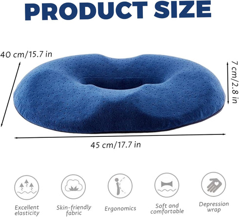 Hbbgdiy Hemorrhoid Donut Pillow Memory Foam Cushion Slow Rebound Pressure Relief Pillow Anti-Slip & Thickened