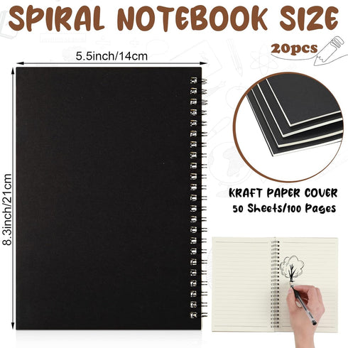 Eersida 20 Pack A5 Spiral Notebook Bulk, 5.5 x 8.3 Inches, College Ruled Hardcover Notebooks, 50 Sheets 100 Pages