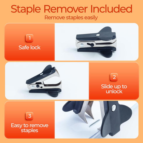 M&G Effortless Desktop Stapler, 50 Sheet Capacity, One Finger Stapling, Includes 1000 Staples, Portable for Office