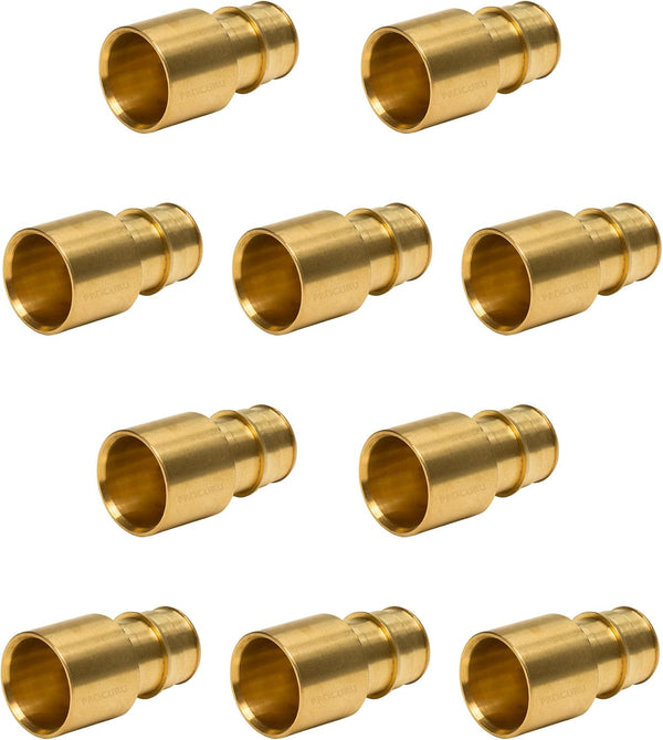 10-Pack 1/2" PEX-A x 1/2" Female Sweat Adapter, Expansion PEX-A F1960 Brass Plumbing Fitting