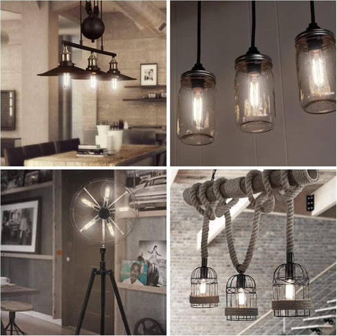 E26 LED Bulb 6W Dimmable, 6 Pack, Daylight 5500K Edison Bulb, 700lm Equal 60 Watt, T10 Tubular for Rustic Lighting