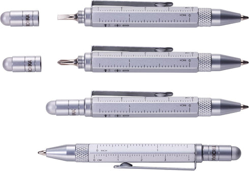 Troika Multitasking Ballpoint Pen (Small), Centimeter/Inch Ruler, Slotted/Phillips Screwdriver, Stylus (Yellow), Black Refill, Includes 2 Refills, Aluminium/Brass/Steel, Matte, Yellow by Troika