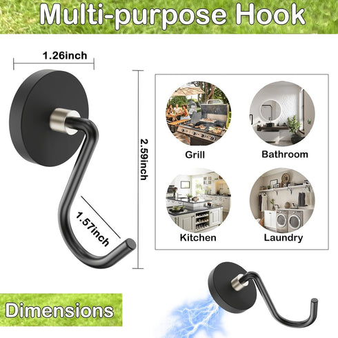 6 Super Strong Magnetic Grill Hooks, Pcs Heavy Duty Magnetic Grill Hooks for Utensils, Powerful Neodymium Magnet Grill