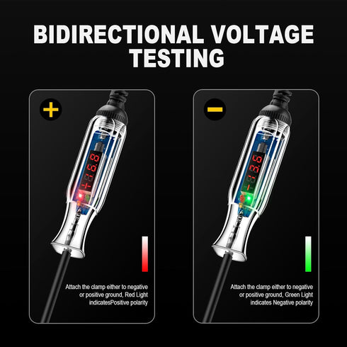 Upgraded 3-72V Digital Automotive LED Circuit Tester, DC Voltage Test Light with Voltmeter & Portable Spring Wire
