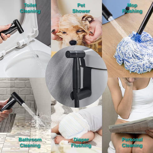 2 Pack Set BARROCK Handheld Bidet Sprayer for Toilet, Stainless Steel Metal Made Baby Cloth Diaper Spraying Kit