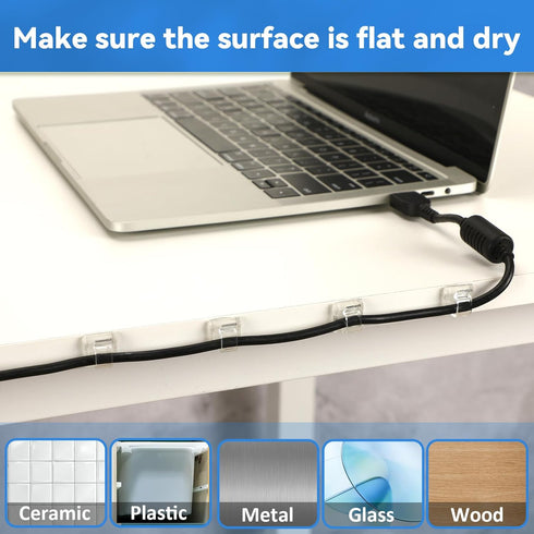 80 PCS Adhesive Cable Clips, Clear Light Strip Mounting Clips for Desk, Outdoor Wall, LED Wire Holder Organizer