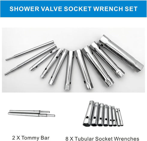 10Pcs Dual-Ended Shower Valve Socket Wrench Set - Faucet Nut Removal Tool for Tub & Shower Valve Plumbers
