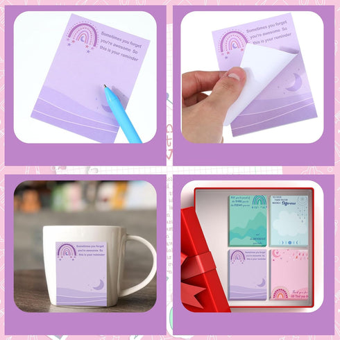 Teling 24 Pcs Inspirational Sticky Notes 3 x 4 Inch Rainbow Appreciation Spanish Sticky Notes for Nurse Teacher Gifts