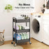 WBKATN 3 Tier Rolling Cart Metal, Black Carts with Lockable Wheels, Three Tiered Utility Trolley on Wheels, Sturdy Art