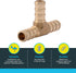 SharkBite 3/8 Inch Crimp Tee, Brass Plumbing Fitting for PEX Pipe, PE-RT, UC360LFA