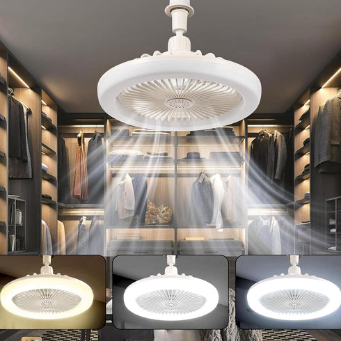 Peaoop Bulb Silent Socket Fan Light - Screw-in Ceiling Fan Light Socket, LED Fan, Ceiling Fan Light with Light