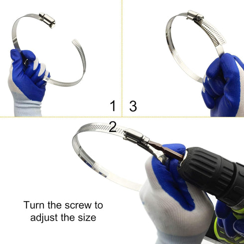 4" (Diameter) Adjustable 304 Stainless Steel Duct Clamps Hose Clamp Pipe Clamp Air Ducting Clamp (4Pcs, 91mm-114mm)