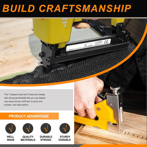 2000Pcs 1/2" Gold 18 Gauge Narrow Crown Staples, Heavy Duty Galvanized Finish for Pneumatic Electric Stapler