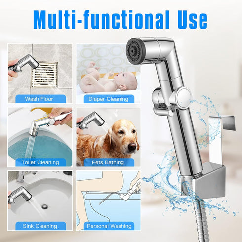 Set JONKEAN Muslim Shower, Water Pressure Control Toilet Bidet Sprayer, Multi-Function Diaper Sprayer for Toilet, Hand