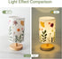 5W 3Color Pressed Flowers Table Lamp LED Temperatures Dried Flower Bedside Lamp Linen Shade with Wood Base for Bedroom