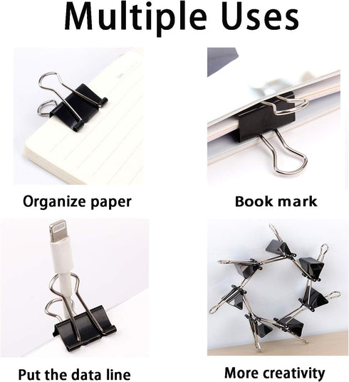 Extra Large Binder Clips 2 Inch (48 Pack) Big Paper Clamps for Home and Office Supplies, Black