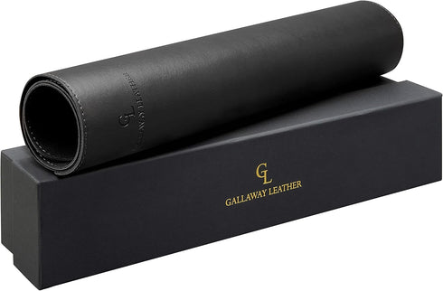 Gallaway Leather Desk Mat - Medium 24" x 14" Black Office Writing Pad, Elegant Computer Desk Cover and Protector