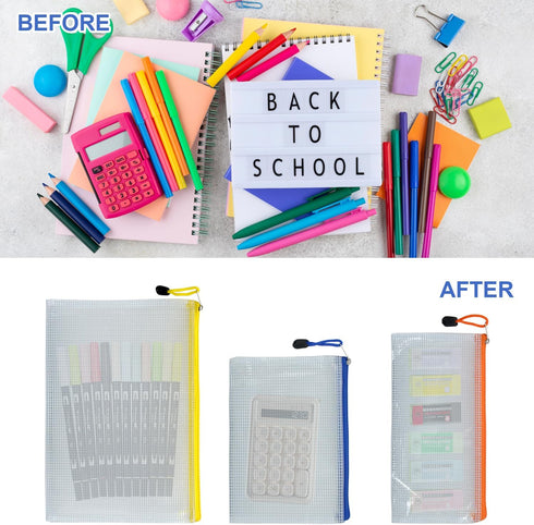 KKUADCEHI 2 7.48 5.51 PCS Mesh Zipper Pouch Bags, Plastic Water-Resistant File Bags, for Office, School, Board Game