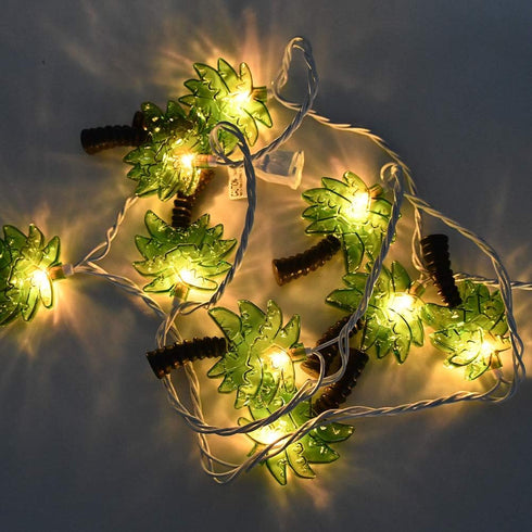 Summer 10 Palm Tree String Lights Outdoor, Beach Themed Decoratives String Lights with Palm Tree Patio Light, Plug