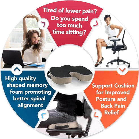 Generic Tailbone Cushion Non Slip Orthopedic Memory Foam Prostate for Sciaticaback Pain Relief Comfort Chair Car Seat