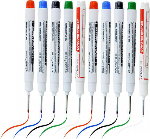 Zhhanhanw 10 Pcs 20MM Long Head Deep Hole Marker Pens,Multi channel long pointed