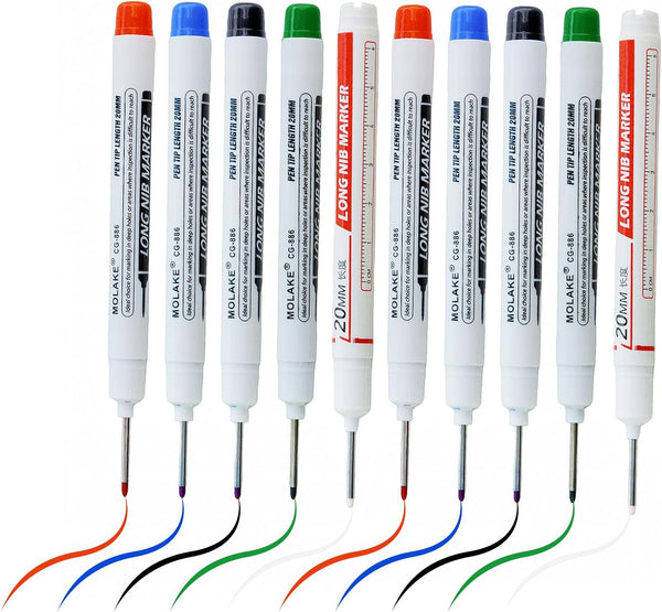 Zhhanhanw 10 Pcs 20MM Long Head Deep Hole Marker Pens,Multi channel long pointed