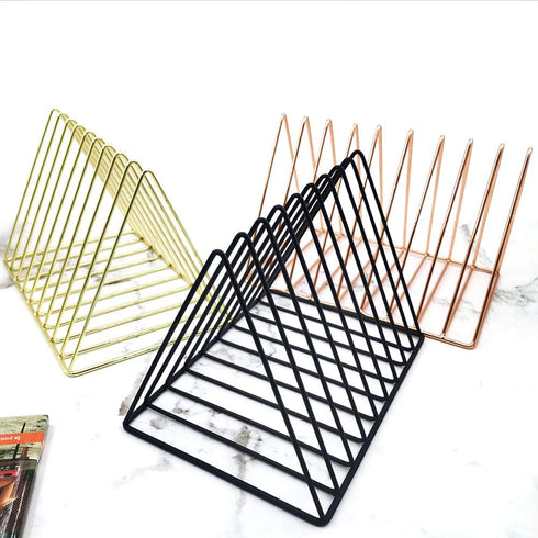 EASEPRES 9 Slot Magazine Rack | Book Record Holder | Desktop Iron Storage Rack Bookshelf | Multifunction Triangle File
