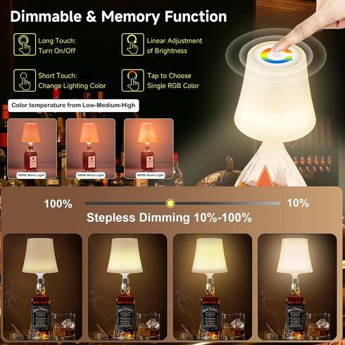 Dimmable 3 (2, Unique New Wireless Wine Bottle Lamp Rechargeable Color&RGB LED Bottle Lights for Liquor & Wine Bottles
