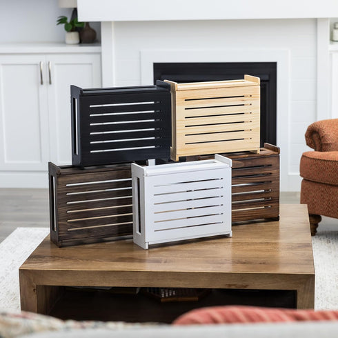 Gadget Garage 11" Wooden WiFi Router Storage Box - Standard Wall Mountable Decorative Modem Shelf Hider Cover