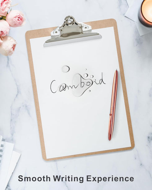 Cambond Ballpoint Pens, Guest Pen Stainless Steel Nice Pens for Guest Book Uniform Christmas Gift - Black Ink (1.0mm Medium Point), 3 Pens with 6 Extra Refills (Rose Gold),3 Count (Pack of 1) by Cambond