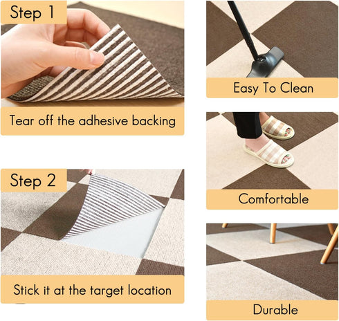 1111 inches Tiles(16 Baby Play Mat for Floor, Lightweight Non-Slip Self Adhesive Squares Carpet Floor PCS)