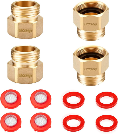 LitOrange 4 Pack Lead-Free Hose Bib Adapter, 1-1/16" Fine Thread Female x 3/4