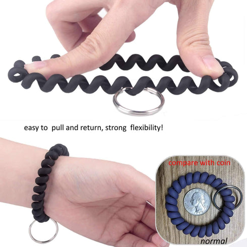BIHRTC 5 Color Wrist Keychain - Plastic Spring Flexible Spiral Coil Stretchable Wristlet Bracelet Key Holder
