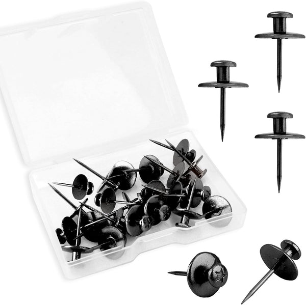 Picture Hanging Kit, Push Pins, Double Headed Thumb Tacks for Wall Hooks, 20 Pack, Black