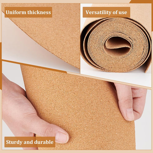 BENECREAT 137.8x15.7 Inch Cork Board Roll, 1mm Thick Rectangular Natural Cork Sheet for DIY Crafts