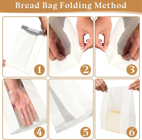13.7x8.3x3.5in 100 Pack Aimyoo Homemade Sourdough Bread Bags, White Bakery Bags with Window & Seal Stickers