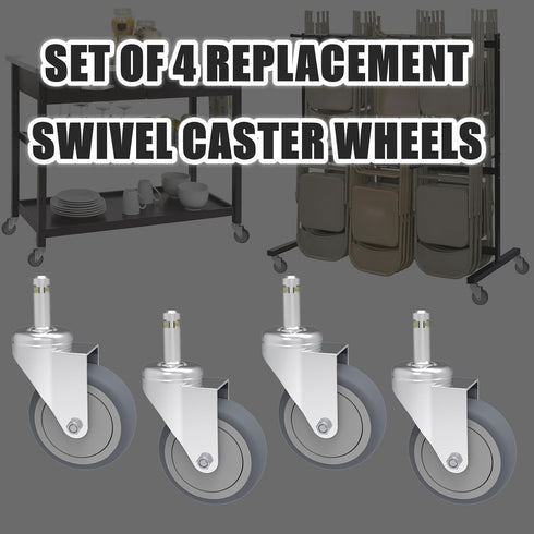 4-Inch 7/16-Inch 4 Pack RILIDRI Swivel Stem Caster, Stem Diameter Rubber Wheel, Heavy Duty TPR Replacement Wheels