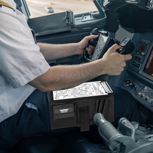 Performore Pilot Kneeboard - Includes Clipboard, Knee Strap & 7 Rings, Secure Aviation Knee Board for Professionals