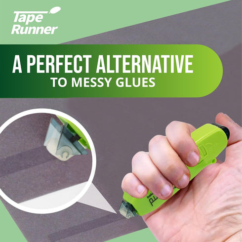 Double Sided Tape with Retractable Dispenser Roller - Permanent, Acid Free, Transparent - 2 Runners & 8 Refill