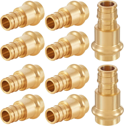 10-Pack LF Brass 1/2" PRESS X 1/2" PEX-A Expansion F1960 Coupling Adapter, Brass Press Fitting